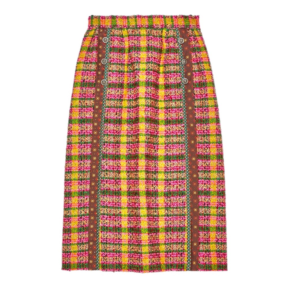 Gucci check print tweed skirt